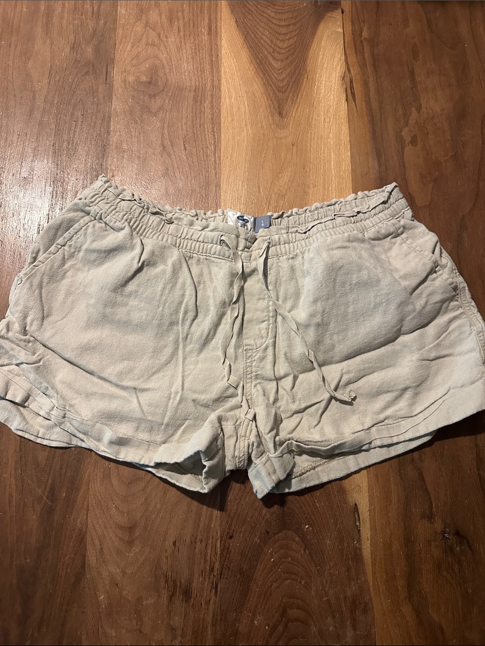 Old Navy Light Beige Women’s Linen Drawstring Shorts Sz L